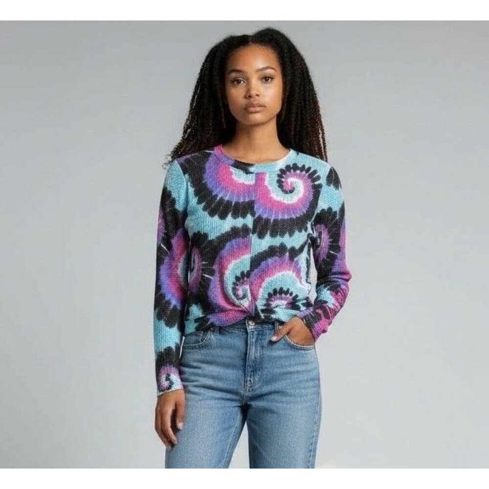 Hurley Tie Dye Twist Front Crop Top Y2K Swirl Pink Purple Teal Youth XL Boho